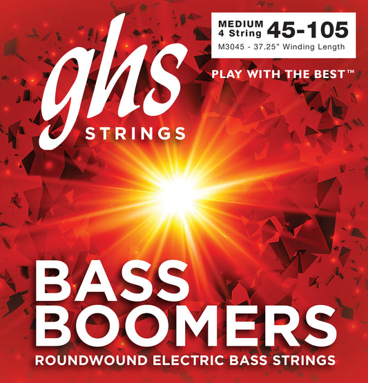 GHS M3045 Bass Boomers Roundwound Electric Bass Guitar Strings - .045-.105 Medium Long Scale
